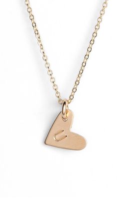 Nashelle 14k-Gold Fill Initial Mini Heart Pendant Necklace in Gold/U