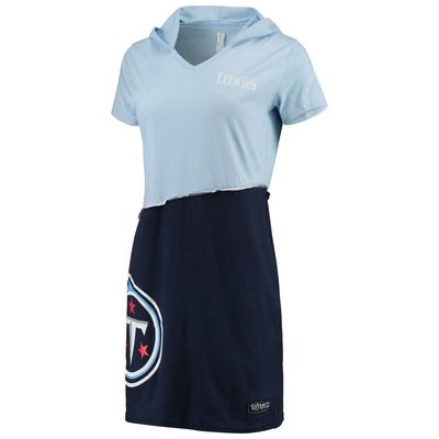 Women's Refried Apparel Light Blue/Navy Tennessee Titans Sustainable Hooded Mini Dress