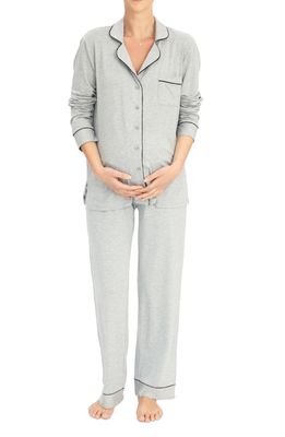 Angel Maternity Button Front Maternity Pajamas in Marl Gray