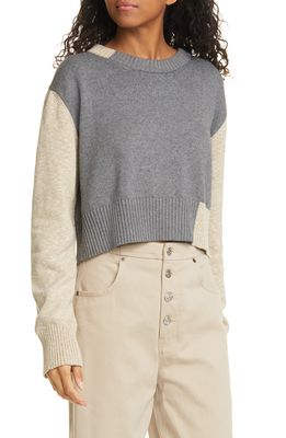 MM6 Maison Margiela Colorblock Crop Sweater in 002F Grey And Beige