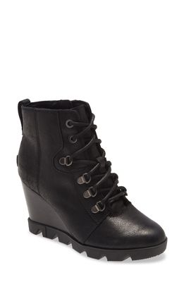 SOREL Joan Uptown Waterproof Wedge Bootie in Black