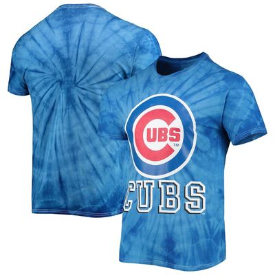 Men's Stitches Royal Chicago Cubs Spider Tie-Dye T-Shirt