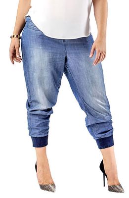 Standards & Practices Marcie High Rise Lightweight Denim Jogger Pants in Blue