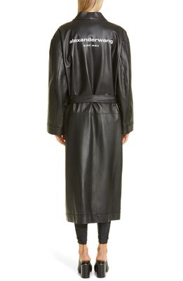 Alexander Wang Lambskin Leather Wrap Coat in Black