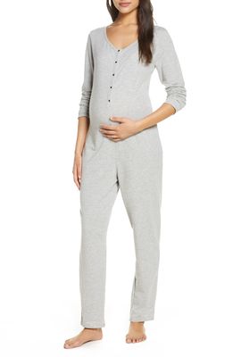 Belabumbum Maternity/Nursing Henley Jumpsuit in Grey Marle