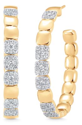 Sara Weinstock Adira Large Pave Diamond Hoop Earrings in Yellow Gold