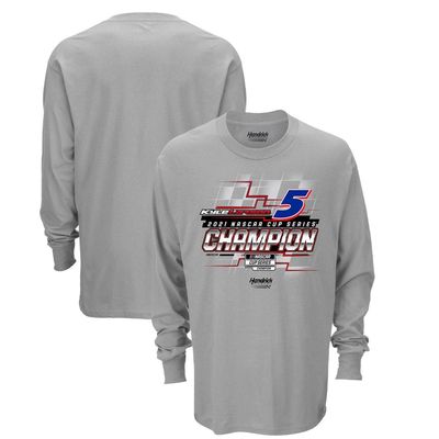 Men's Hendrick Motorsports Team Collection Heathered Gray Kyle Larson 2021 NASCAR Cup Series Champion Final Lap Long Sleeve T-Shirt in Heather Gray