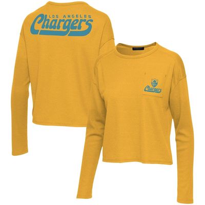 Women's Junk Food Gold Los Angeles Chargers Pocket Thermal Long Sleeve T-Shirt