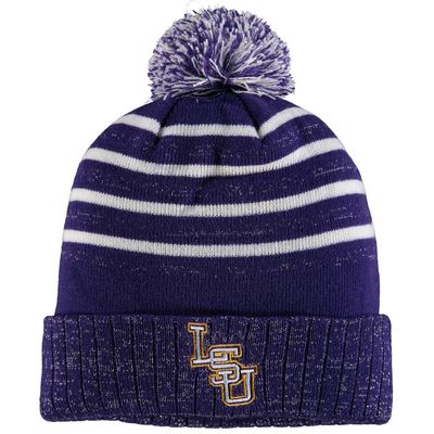 Women's Top of the World Purple LSU Tigers Shimmering Cuffed Knit Hat with Pom