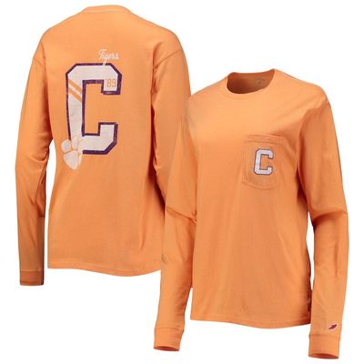 Women's League Collegiate Wear Orange Clemson Tigers Pocket Oversized Long Sleeve T-Shirt