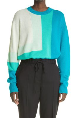 St. John Collection Colorblock Intarsia Cashmere Sweater in Teal Multi