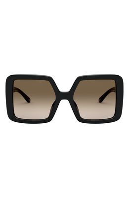 Tory Burch 52mm Gradient Square Sunglasses in Black/Smoke Gradient