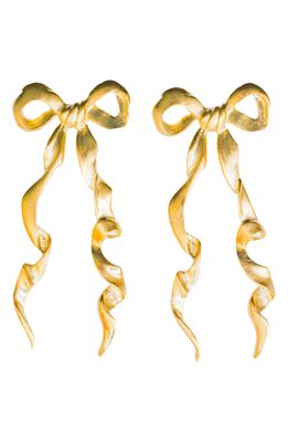The Pink Reef Elongated Bow Stud Earrings in Gold
