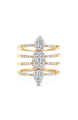 Sara Weinstock Reverie Pave Pear & Cushion Diamond Stack Ring in 18K Yg