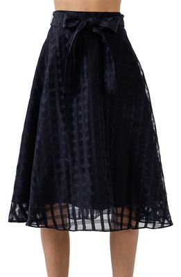 English Factory Plaid Fit & Flare Midi Skirt in Black