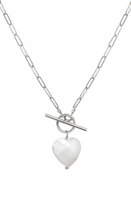 KOZAKH Elora Mother-of-Pearl Heart Pendant Necklace in Silver