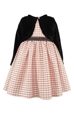 Popatu Minicheck Dress with Bolero Jacket in Peach