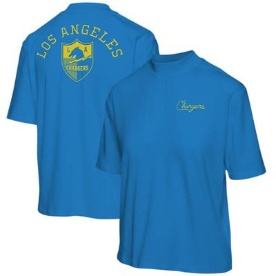 Women's Junk Food Powder Blue Los Angeles Chargers Logo Half-Sleeve Mock Neck T-Shirt