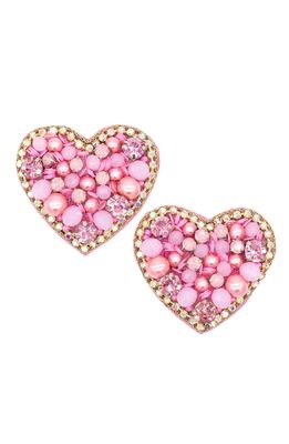 Allie Beads Heart Cluster Stud Earrings in Pink