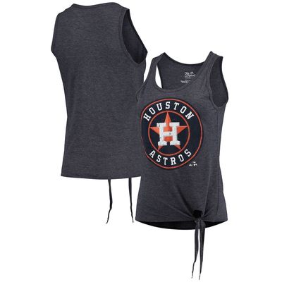 Women's Majestic Threads Navy Houston Astros Scoop Neck Racerback Side Tie Tri-Blend Tank Top