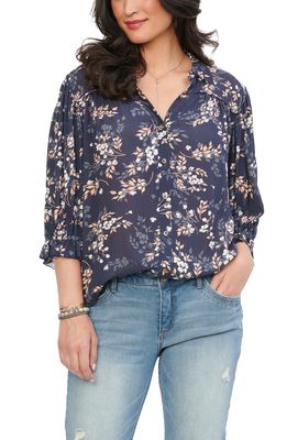 Wit & Wisdom Floral Ruffle Sleeve Blouse in Osmu-Outerspace/Multi