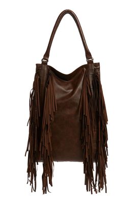 Area Stars Fringe Faux Leather Hobo Bag in Brown