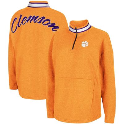 Women's Colosseum Orange Clemson Tigers Alice 2-Hit Fleece Quarter-Zip Jacket
