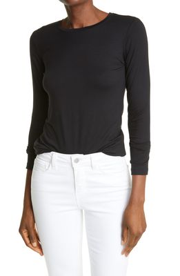L'AGENCE Tess Long Sleeve Stretch Jersey Top in Black