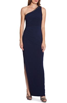 Adrianna Papell One-Shoulder Jersey Gown in Midnight