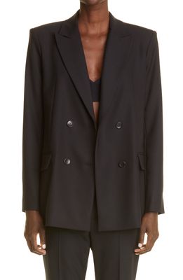 Maria McManus Double Breasted Stretch Wool Blazer in Black