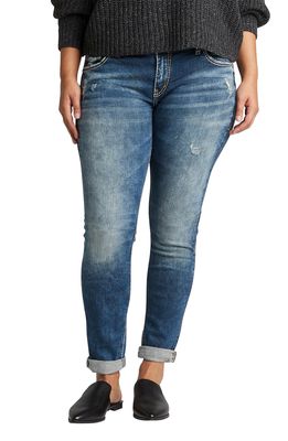 Silver Jeans Co. Distressed Girlfriend Jeans in Indigo