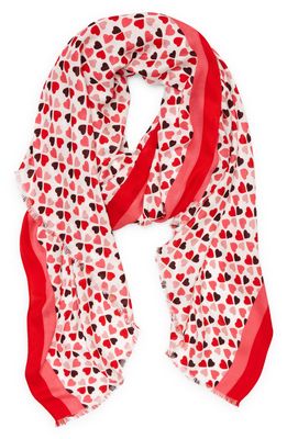 kate spade new york multi hearts oblong scarf in French Cream