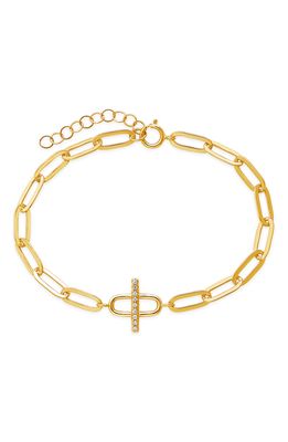 Sterling Forever Pave Bar Link Bracelet in Gold