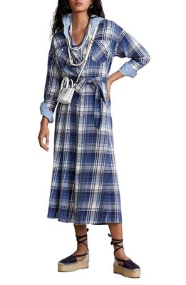 Polo Ralph Lauren Betany Plaid Cotton Twill Shirtdress in Navy/White Multi