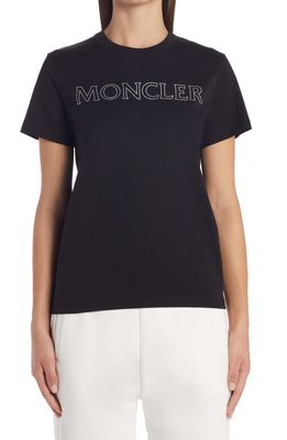 Moncler Logo Graphic Tee in 999 Black