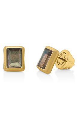 Dean Davidson Baguette Stone Stud Earrings in Labradorite/Gold