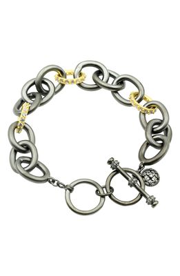 FREIDA ROTHMAN Heavy Alternating Link Toggle Bracelet in Gold/Black