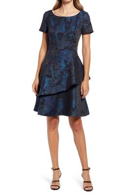 Shani Ruffle Tiered Cocktail Dress in Blue