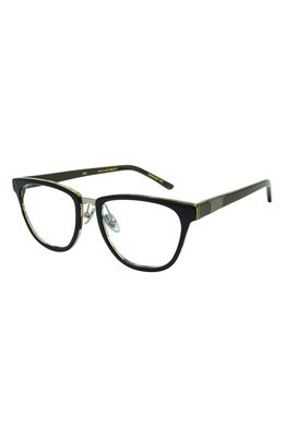 Coco and Breezy Intention 52mm Oval Blue Light Filtering Glasses in Black-Grey/Clear