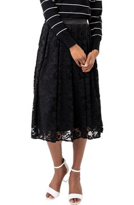 GIBSONLOOK Party Lace Midi Skirt in Black