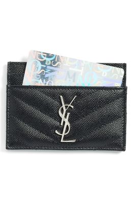 Saint Laurent Monogram Leather Credit Card Case in Noir