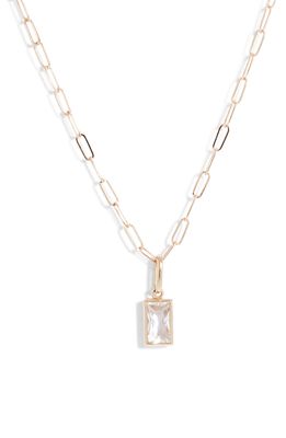 Anzie Melia White Topaz Pendant Necklace in White Gold