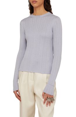 Agnona Microribbed Silk & Cotton Crewneck Sweater in Dust