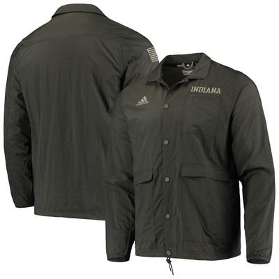 Men's adidas Olive Indiana Hoosiers Salute to Service Full-Snap Jacket