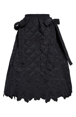 Cecilie Bahnsen Judith Embroidered Quilted Skirt in Black