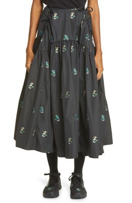 Cecilie Bahnsen Lilly Embroidered Midi Skirt in Black