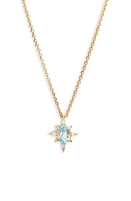 Azura Jewelry Aquamarine Starburst Pendant Necklace in Yellow Gold