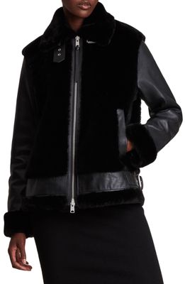 AllSaints Bexley Genuine Shearling Jacket in Black