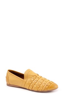 Bueno Kristy Woven Flat in Mustard Leather