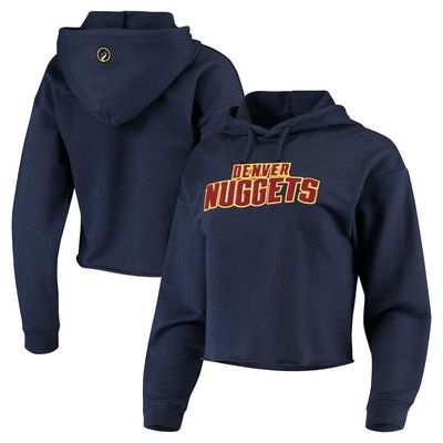 Women's FISLL Navy Denver Nuggets Logo Cropped Pullover Hoodie